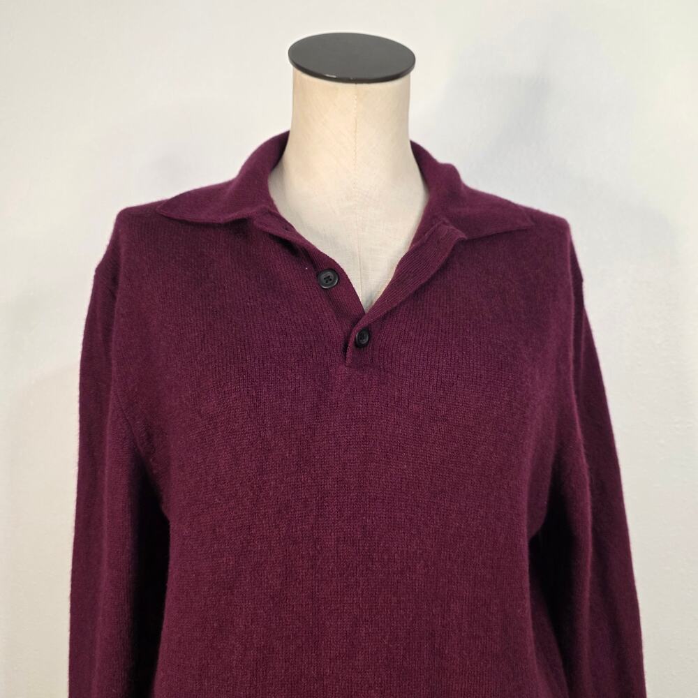 Cashmere Sweater Vintage Marshall Field’s Polo Sweater Burgundy Men’s Large